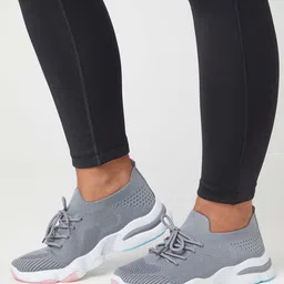 The Roadster Lifestyle Co. Women Grey Textured Comfort Insole Contrast Sole Sneakers-picture-27