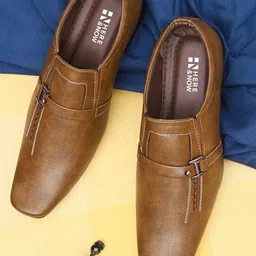 HERE&NOW Men Tan Slip-Ons Formal Shoes-picture-51