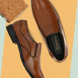 Guava Men Textured Formal Slip-On Shoes-image-87