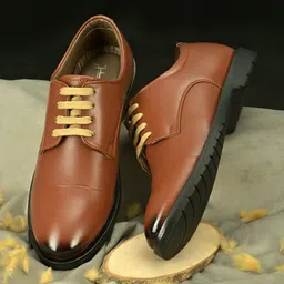 John Karsun Men Tan Brown Solid Formal Derbys-image-43