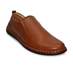 IMPERIO Men Tan Brown Textured Formal Slip-Ons-picture-16