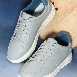The Roadster Lifestyle Co. Women Grey Comfort Insole Contrast Sole Lace-Ups Sneakers-image-0