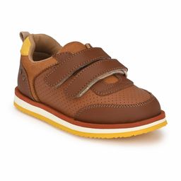 TUSKEY Boys Tan Perforations Leather Sneakers-image-61