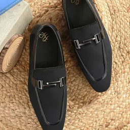 House of Pataudi Men Embellished Round Toe Horsebit Loafers-image-57