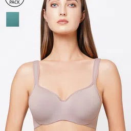 SOIE Pack of 2 Full Coverage Padded Wired Sweetheart Neckline Seamless Cups Bra-51