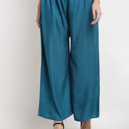Miaz Lifestyle Women Teal Ethnic Palazzos-image-73