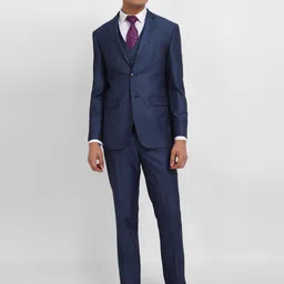 Allen Solly Slim-Fit Notched Lapel Collar Single-Breasted 3-Piece Formal Suit-image-9
