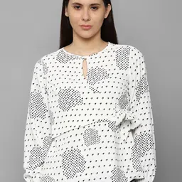 Allen Solly Woman White & Black Print Keyhole Neck Top-picture-25