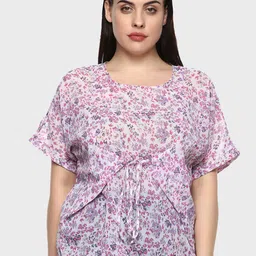 LastInch Multicoloured & orchid tint Floral Print Georgette Top-image-66