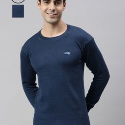 Lux Cottswool Men Pack of 2 Blue Solid Thermal Tops-image-97