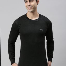 Lux Cottswool Men Black Solid Cotton Thermal Tops-image-69