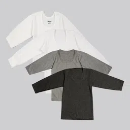TINY HUG Girls Pack Of 4 Solid Cotton Thermal Tops-image-10