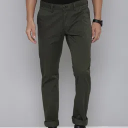 Indian Terrain Men Pure Cotton Textured Brooklyn Slim Fit Casual Trousers-picture-31
