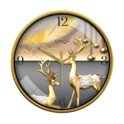 RANDOM Grey & Gold-Toned Printed Analogue Contemporary Wall Clock-12