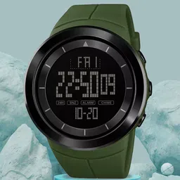 Shocknshop Men Round Dial Digital Multi Function Watch SK18Green-16