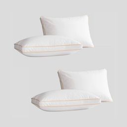 Homerz White & Orange 4 Pcs Fibre Breathable Sleep Pillows-55