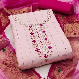 KALINI Floral Embroidered Unstitched Dress Material-image-15