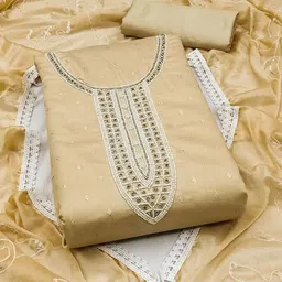 KALINI Woven Design Beads Detail Pure Cotton Unstitched Dress Material-image-75