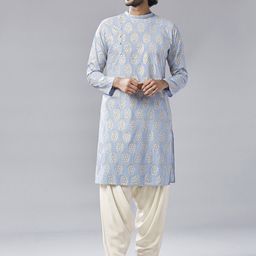 KISAH Men Printed Regular Fit Ethnic Motifs Kurta Patiyala Set-picture-33