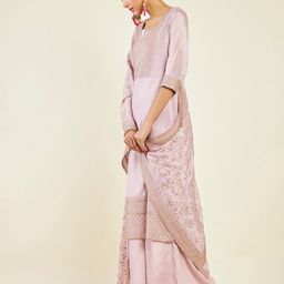 Soch Ethnic Motif Embroidered Sequinned Pure Wool Kurta with Palazzos & Dupatta image 4