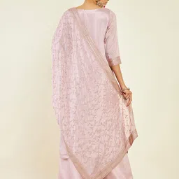 Soch Ethnic Motif Embroidered Sequinned Pure Wool Kurta with Palazzos & Dupatta image 5