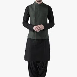 KISAH Mandarin Collar Straight Kurta with Patiala & Jacket-image-32