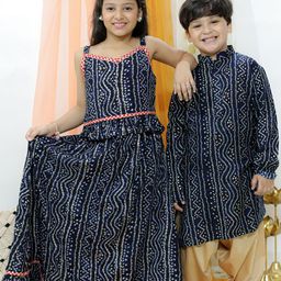 VASTRAMAY Boys Bandhani Printed Mandarin Collar Kurta with Patiala-14