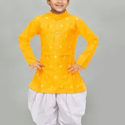 BAESD Boys Ethnic Motifs Embroidered Straight Thread Work Cotton Kurta with Patiala-35