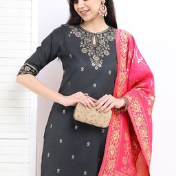 Vishudh Ethnic Motifs Printed Straight Kurta with Palazzos & With Dupatta image 1
