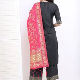 Vishudh Ethnic Motifs Printed Straight Kurta with Palazzos & With Dupatta image 4