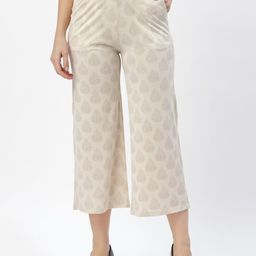 Westwood Women Beige Ethnic Motifs Printed Cropped Palazzos-image-74