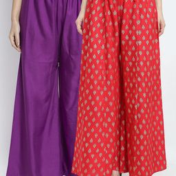 Jinfo Women Purple and Red Palazzos-image-54