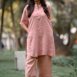Fabmoha Mandarin Collar Straight Pure Cotton Kurta with Palazzos-image-9