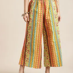 Varanga Women Yellow & Orange Floral Printed Ethnic Palazzos-picture-49