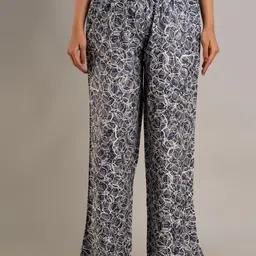 DORIYA Women Black & Grey Printed Knitted Palazzos-image-2