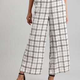 AURELIA Women White & Black Checked Ethnic Palazzos-picture-54