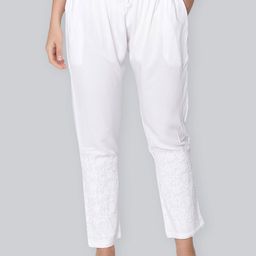 Seva Chikan Women Chikankari Embroidered Trousers-image-78