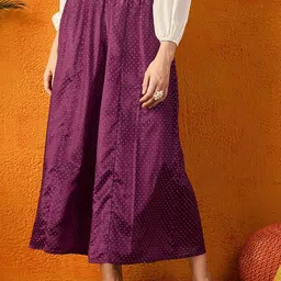 PANIT Women Polka Dot Printed Flared Cropped Ethnic Palazzos-image-53