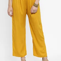 Clora Creation Women Mustard Yellow Flared Ethnic Palazzos-13
