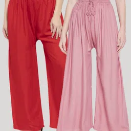 Clora Creation Women Pack Of 2 Pink & Magenta Flared Ethnic Palazzos-picture-30
