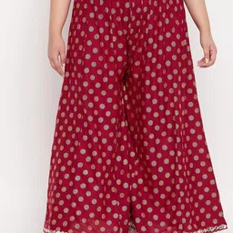 CLORA CREATION PLUS Plus Size Polka Dots Printed Flared Palazzos-picture-19