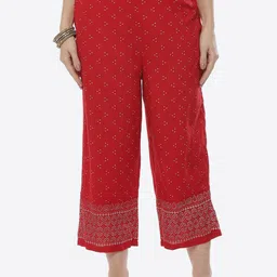Rangriti Women Red & White Ethnic Palazzos-image-54