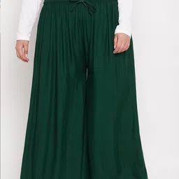 CLORA CREATION PLUS Women Green Palazzos-55