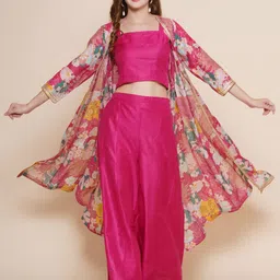 Bhama Couture Shoulder Straps Top & Palazzos With Floral Printed Shrug-image-73