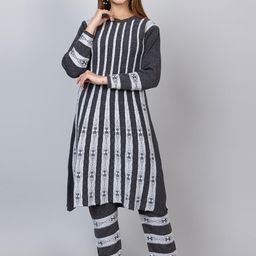 TYSORT Striped Regular Thread Work Kurta With Trousers-image-107