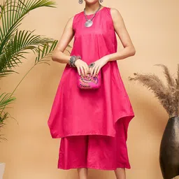 InWeave A-Line Asymmetric Kurta With Palazzos-picture-2