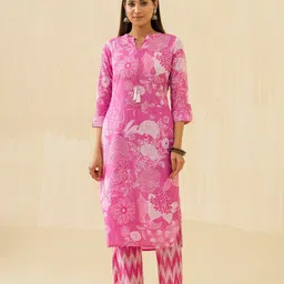 Ishin Floral Printed Regular Cotton Kurta with Palazzos-image-58