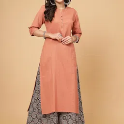 Pistaa Women Rust Ethnic Motifs Regular Kurta with Palazzos-picture-17