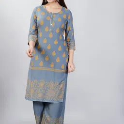 Bachuu Women Grey Ethnic Motifs Printed Kurta with Palazzos-picture-15