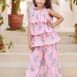 Fayon Kids Girls Floral Printed Regular Kurti with Palazzos-20
